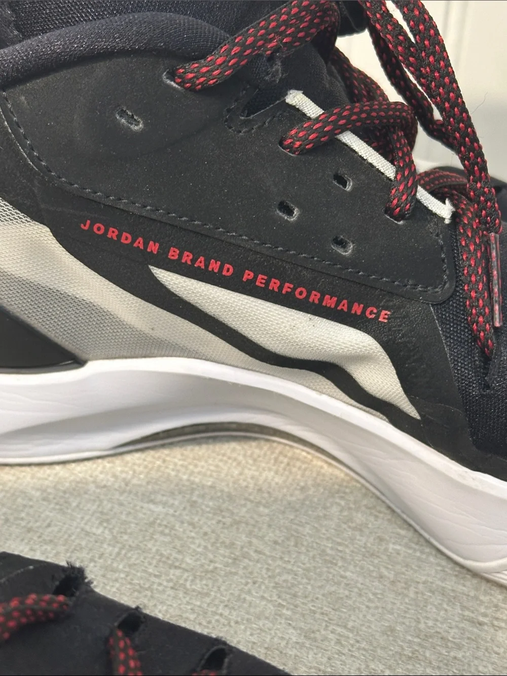 Nike Air Jordan Zoom Seperate Black and White Sneakers with Red Accents